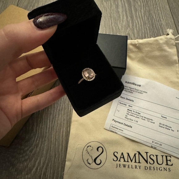 morganite 14k yellow gold diamond ring - Picture 2 of 10